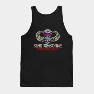 82nd Airborne Division Death from Above Skull American flag Tank Top